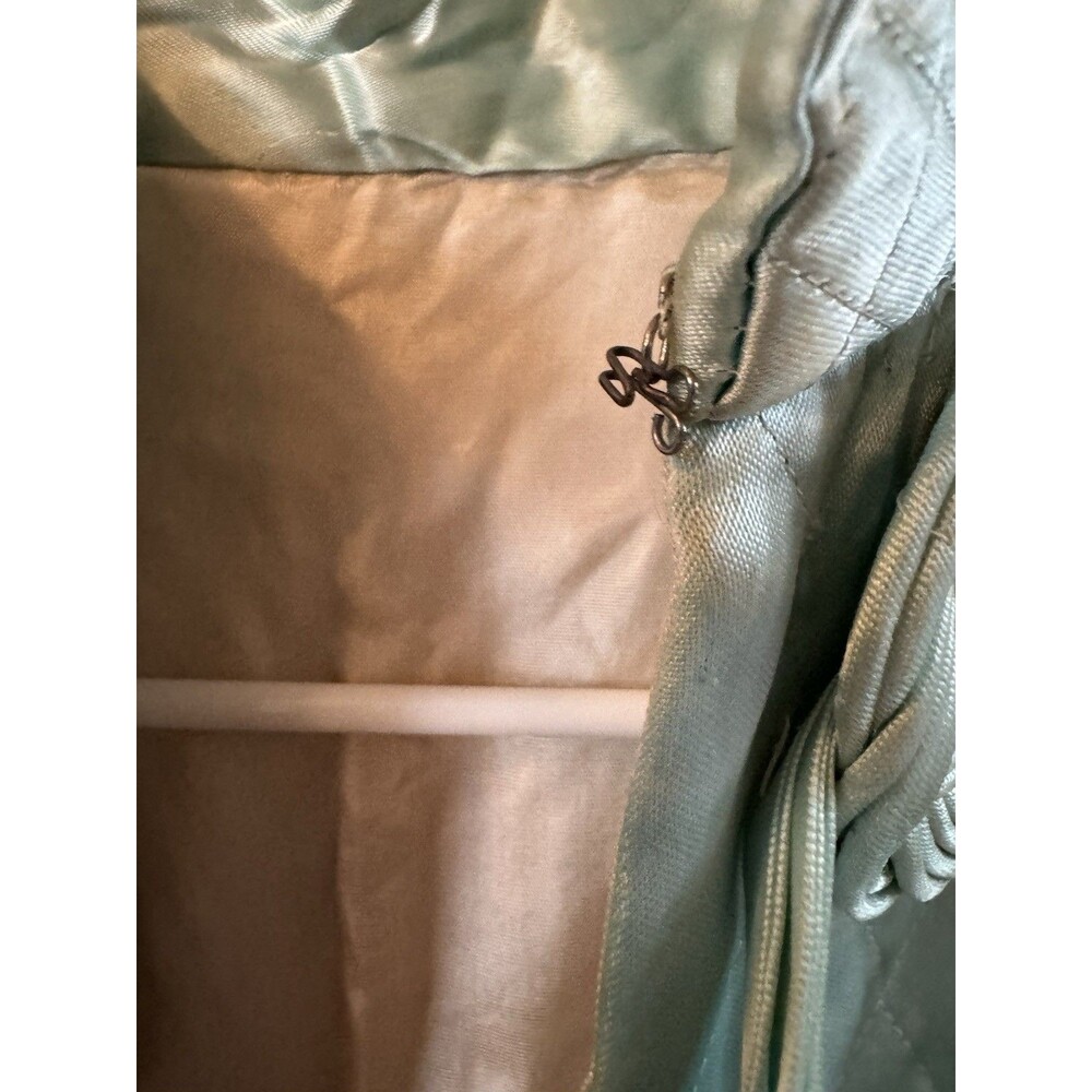 Vintage Asian Inspired Satin Jacket Size S Teal Blue Frog Closure EUC - Picture 4 of 5